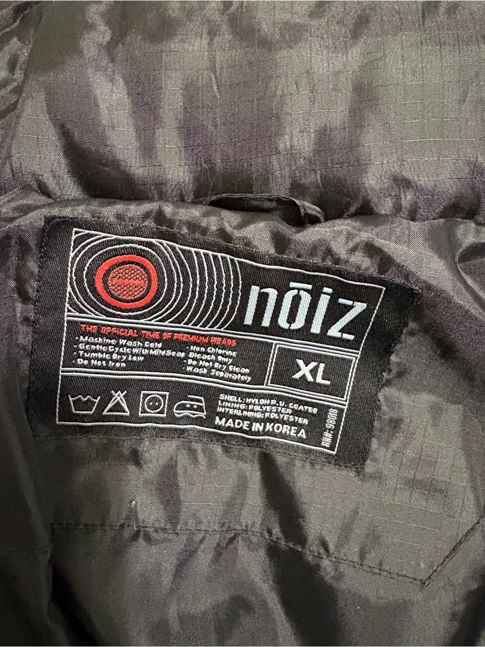 Men’s Black Puffer Jacket NOIZ sz XL